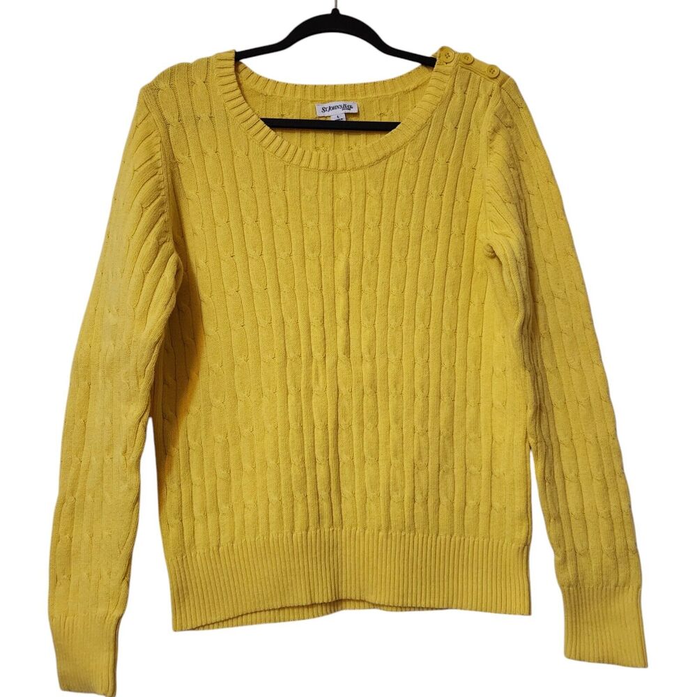 St Johns Bay Cable Knit Sweater - Yellow - Size L